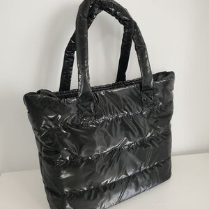 Sleek Black Puffer Tote Bag